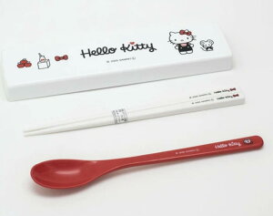 ハローキティ 引フタ コンビ 箸&スプーンセット 抗菌 サンリオ 日本製 4970825149849 はし ハシ ケース 持ち運び 弁当 ランチ 可愛い スプーン さじ レッド 赤 キティ キティちゃん キャラクター