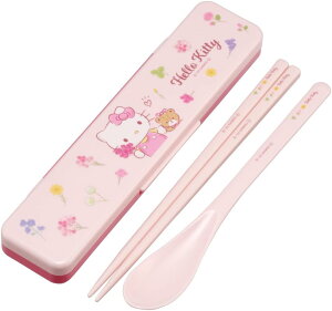 コンビセット 箸 スプーン セット ハローキティ フラワーリース サンリオ 18cm 抗菌 大人用 日本製 スケーター 4973307655913 キティ キャラクター 日本 可愛い 女性 女の子 スプーン ハシ はし ネ