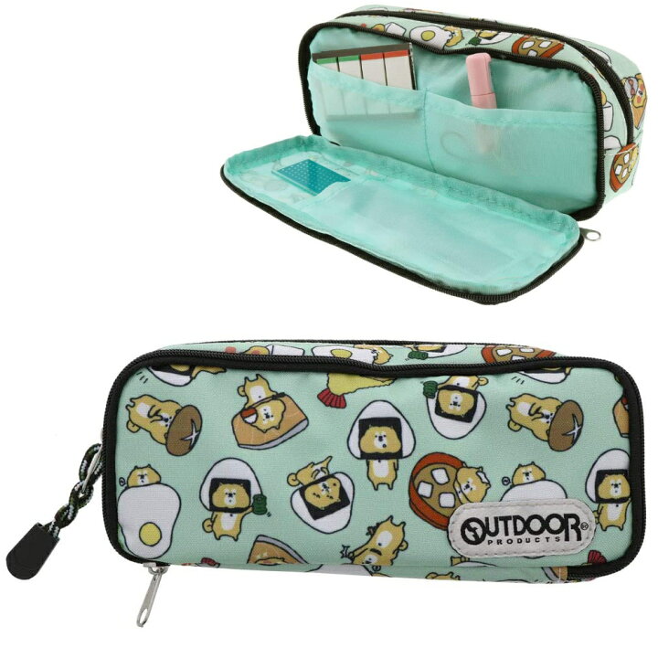 楽天市場 サンスター文具 アウトドア ペンケース しばしばごはん キャラクター いぬ イヌ 犬 動物 女の子 おすすめ おにぎり おむすび ご飯 米 キャラ 柴犬 シバ 人気 女児 中学生 高校生 グリーン 筆箱 ペン入れ 筆入れ ポケット 定規 たくさん 大容量