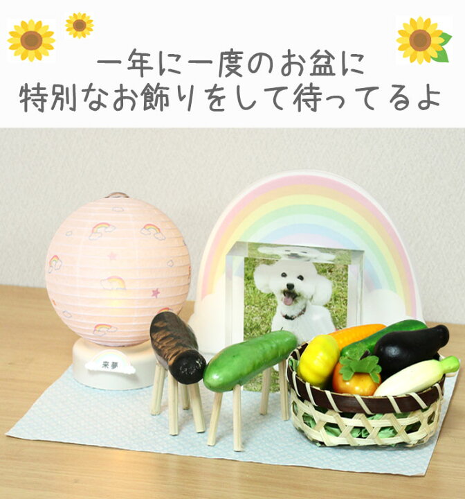 ペット お盆 選べる キャンドル 虹の橋 お盆6点セット お供え 精霊馬 お野菜 迎え火送り火 コンパクト ミニ 小さい 犬 猫 うさぎ ハムスター かわいい おしゃれ お盆セット 新盆 初盆 ペット供養 手軽 初めて 安心 ペット仏壇仏具のディアペット ペット仏壇 仏具の