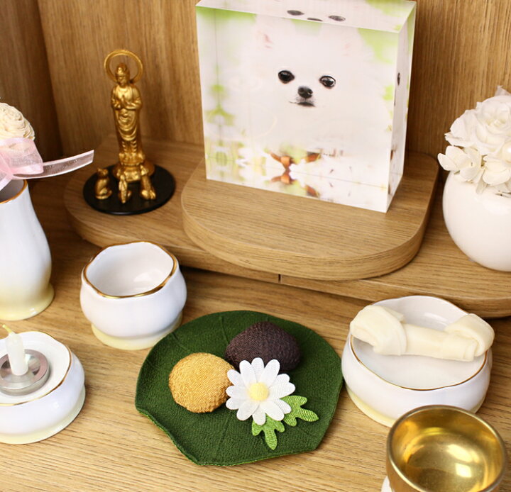 楽天市場 ペット お彼岸 お供え ちりめん細工 おはぎ セット ひなぎく ハス付雛菊 ペット仏具 ペット お供え お悔み お盆 命日 傷まない 衛生的 ペット仏壇仏具にじのかけ橋kobe