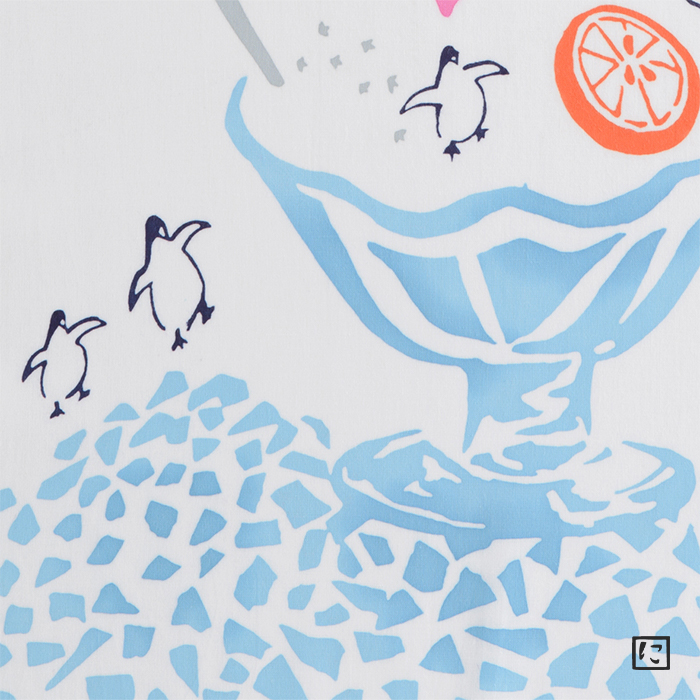かき氷 イチゴ メロン てぬぐい 飾る インテリア 贈る ギフト プレゼント 夏 しろくま 白熊 ペンギン ドット 水玉 スイーツ 氷山 水族館 のれん ハンカチとしても使える 手拭い 伝統工芸品