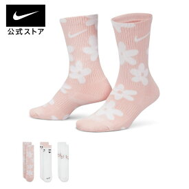 ナイキ エブリデイ プラス クッションド クルー ソックス (3足)nike 厚手 ふくらはぎ用 キッズ dh6297-904 靴下 ジュニア50 白 cpn30 mtm 25cpn