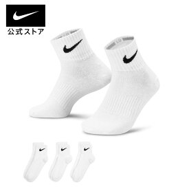 【15%OFFクーポン対象】ナイキ エブリデイ ライトウェイト トレーニング アンクル ソックス (3足)nike ユニセックス teamsportsアクセサリー sx4706-101 靴下 フィットネス 黒 白 fp15