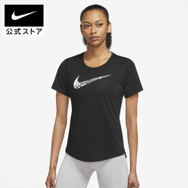 【40%OFFクーポン対象】ナイキ スウッシュ ラン ウィメンズ ショートスリーブ ランニングトップnike ウェア Tシャツ レディース dm7778-010 黒 白 母の日 ギフト プレゼント cpn40 15cpn