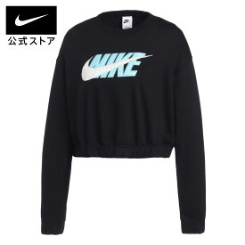 ナイキウェア アイコン クラッシュ ウィメンズド フリース クルーnike トップス レディース dv7058-010 あったか 長袖 黒 母の日 ギフト プレゼント cpn50