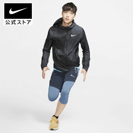 ナイキ エッセンシャル メンズ フーデッド ランニングジャケットnike ウェア 撥水 bv4871-010 アウター 防寒 パーカー 春ジャケット 黒 父の日 ギフト プレゼント