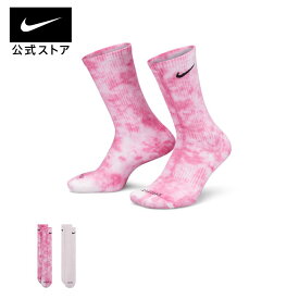 ナイキ エブリデイ プラス クッションド タイダイ クルー ソックス (2足) nike 靴下 厚手 SU23 sportsac dm3407-913 あったか アウトドア 黒 ピンク mt40