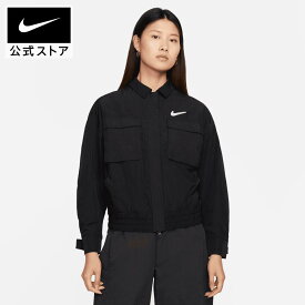 ナイキ ウィメンズ NSW スウッシュ ウーブン ジャケットnike ウェア トップス FA23 dr5621-010 アウター 防寒 黒 白 レディース 父の日 ギフト プレゼント mt30