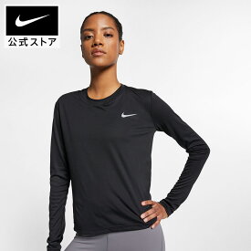 ナイキ マイラー ウィメンズ ランニングトップ NIKE ウェア Tシャツ レディース SU23 aj8129-010 長袖 黒 ランニング 屋内 トレーニング