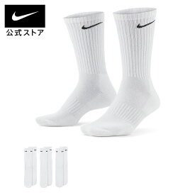 ナイキ エブリデイ クッションド トレーニング クルー ソックス (3足) NIKE ユニセックス 男女兼用 靴下 3足セット 厚手 ジム スポーツ 通学 通勤 テリー素材 白 ホワイト 21-23cm-27-29cm sx7664-100 SU23