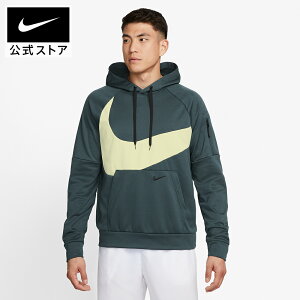 ナイキ Therma-FIT メンズ プルオーバー フィットネスパーカー NIKE ジム トレーニング ウェア トップス パーカー サステナビリティ Mens 裏起毛 フリース ストレッチ 暖か 防寒 グリーン HO24