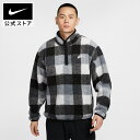 【クリアランス価格】ナイキ クラブ メンズ ウィンタライズド ハーフジップ NIKE アウター もこもこ 長袖 フリース 黒 チェック ロゴ 暖か ポケット カジュアル 防寒 ゆったり 公式 HO24