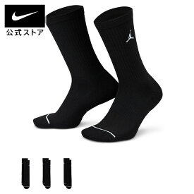 ジョーダン エブリデイ クルー ソックス（3足） NIKE ジョーダン ソックス Mens Jordan 黒 Jumpman ロゴ 刺繍 シンプル 通気 耐久 伸縮 ゆったり 普段着 通勤 通学 スポーツ 部活 公式 ギフト HO24