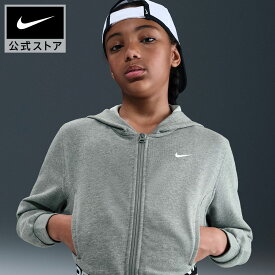 ナイキ YTH ガールズ NP DF フルジップ フリース L/S フーディ NIKE キッズ パーカー トップス 短丈 クロップド丈 ショート丈 運動着 Dri-fit 動きやすい 速乾 グレー 130cm-170cm SP26