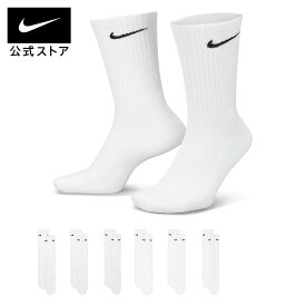 ナイキ 6P エブリデイ クッション クルー ソックス NIKE ユニセックス 靴下 クルー丈 厚手 テリー素材 運動 部活 スポーツ Dri-fit 白 ホワイト 6足セット 21-23-27-29 sx7666-100 SP26 通勤