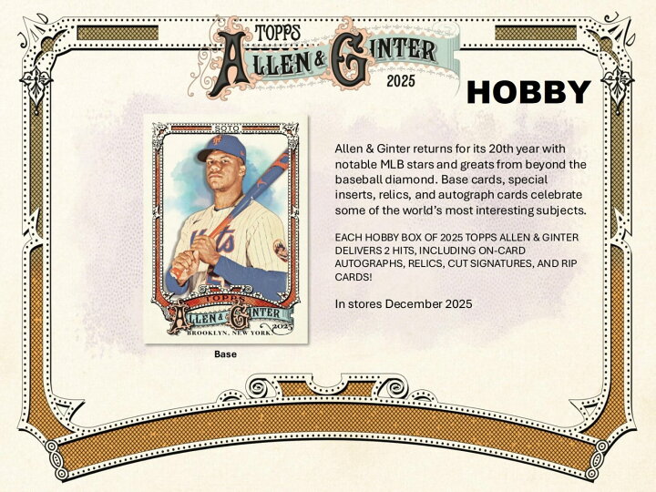 楽天市場】MLB 2025 TOPPS ALLEN & GINTER HOBBY BOX（送料無料） 12月 