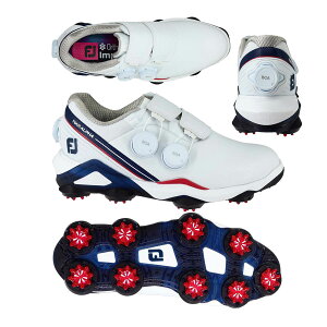 フットジョイ(FOOTJOY) TOUR-ALPHA トリプル Boa ソフトスパイクシューズ 55547 ホワイト/ネイビー/レッド 2024