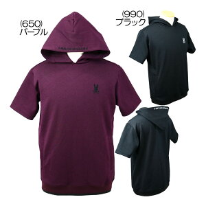 サイコバニー(PsychoBunny) フォントロゴ総柄ジャガード半袖フーディ GF636 メンズウェア 25 秋冬モデル