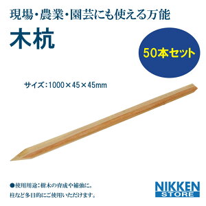 木杭 50本セット 1m まとめ売り 1000mm 45×45mm 杭 木製杭 木の杭 地縄張り杭 杭打ち 地杭 工事用杭 土木資材 建築資材 園芸用杭 養生ネット固定 仮囲い 圃場整備 農業資材 仮設資材 現場用 角杭