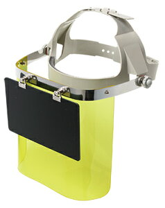 防災面 保護面 プラバンド型被り面 前プレート付  薬品・溶剤取扱い作業 石材加工・研磨作業に最適 【NIKKO公式】904PBW 角レンズ 後頭部の凹凸でサイズ調整しずれにくい アクリル