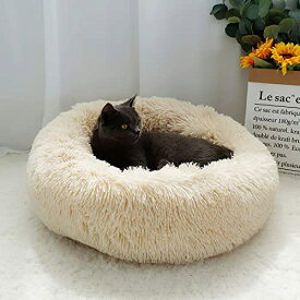 猫 犬 ベッド クッション グッズ ラウンド型 もふもふ 丸型 ドーナツふわふわ もこもこ ぐっすり眠る 洗える キャット 通年 猫 小型犬