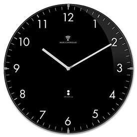 電波掛け時計 掛時計 黒盤/ホワイトインデックス ドームガラス 見やすいシンプルな文字盤 連続秒針 サイレントムーブ