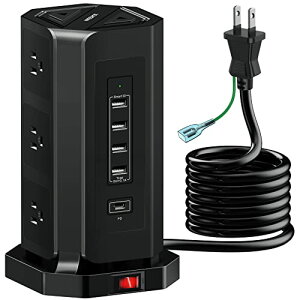 電源タップ ypeC付き usbコンセント 延長コード 3m 雷ガード 3層 1個AC口 4個Bポート 1個ypeC たこ足配線 テーブルタッ