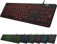 B 有線 ワイヤー キーボード 7色バックライト搭載 明るさ変更 フルサイズ 6フィート（約1.8メートル）コ…