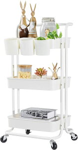ワゴン キャスター付き 3段 キッチンワゴン 多機能 キッチン収納 バスケットワゴン キャスター付き 3段 マルチワゴン 収納ラッ
