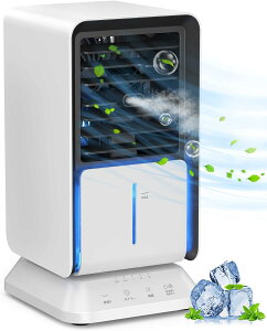 Moray 冷風機 冷風扇 04新改良型&加湿機能 小型 卓上冷風機 強力 卓上 自動首振り タイマー機能付き 省エネ ライト付き ミニ クーラ