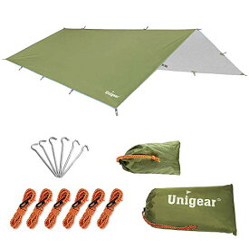 Unigear 防水タープ キャンプ タープ テント 軽量 日除け 高耐水加工 紫外線カット 遮熱 サンシェルター ポータブル 天幕 シェード