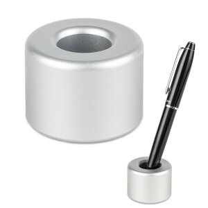 AKEE ペン立て 1本 おしゃれ ペンスタンド 筆差し 滑り止め付き 万年筆 鉛筆 ボールペンに対応 アルミニウム合金 円柱 シルバー