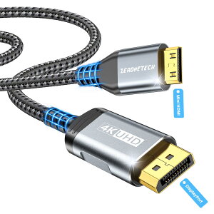 DisplayPort to Mini HDMケーブル 1.5M、4K@60Hz UHD、デスクトップ、ノート、ポータブルモニター、AMD、NV