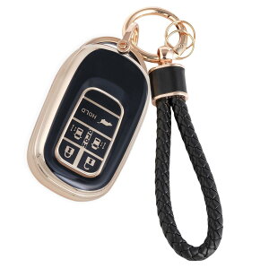 NBOX カスタム F5 F6 キーケース ステップワゴン キーカバー い スマートキーケース キーホルダーゴールドブラック