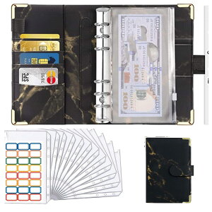 家計簿 家計管理 ポーチ予算バインダー 手帳 A6 予算管理 バインダー 家計簿手帳 ポーチ ケース ブラック A6