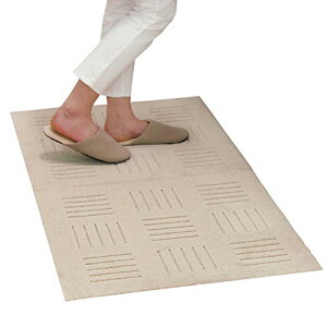 オカ ピタッと吸着! ジョイントキッチンマット ピタプラス ブリック 約60×60c2枚組ベージュ 無地 ずれない 洗える 長方形