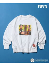 【SALE／50%OFF】【POPEYE(TM)】CHARACTER PRINT SWEATSHIRT niko and ... ニコアンド トップス スウェット・トレーナー ネイビー グレー レッド ホワイト【RBA_E】[Rakuten Fashion]
