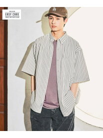 【SALE／30%OFF】イージーケア柄ボタンダウンショートスリーブシャツ niko and ... ニコアンド トップス シャツ・ブラウス グリーン ピンク グレー ブルー【RBA_E】【送料無料】[Rakuten Fashion]