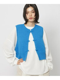 【SALE／30%OFF】チャイナニットベスト niko and ... ニコアンド トップス ベスト・ジレ ネイビー ホワイト ブルー【RBA_E】[Rakuten Fashion]