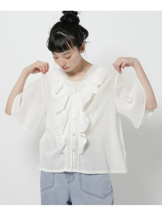 楽天市場】【SALE／50%OFF】Vネックフレアレースブラウス niko and 