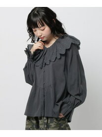 【SALE／50%OFF】スカラップレースブラウス niko and ... ニコアンド トップス シャツ・ブラウス グレー ホワイト イエロー【RBA_E】[Rakuten Fashion]