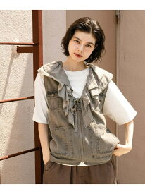 【SALE／70%OFF】2WAY衿フリルデニムベスト niko and ... ニコアンド トップス ベスト・ジレ ブラック【RBA_E】[Rakuten Fashion]