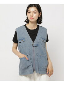 【SALE／70%OFF】2WAY衿フリルデニムベスト niko and ... ニコアンド トップス ベスト・ジレ ブラック【RBA_E】[Rakuten Fashion]