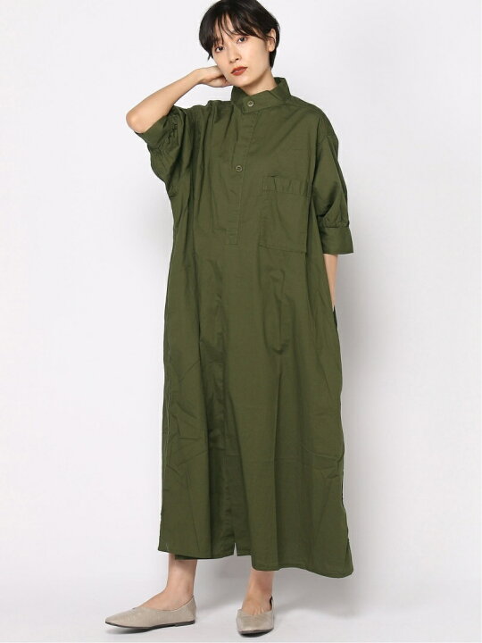 楽天市場 Sale 50 Off W Dr ブロードスタンドop Niko And ニコアンド ワンピース シャツワンピース カーキ グレー ベージュ Rba E Rakuten Fashion Niko And ニコアンド