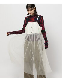 【SALE／70%OFF】チュールドッキングジャンパースカート niko and ... ニコアンド ワンピース・ドレス ジャンパースカート ホワイト ブラック【RBA_E】[Rakuten Fashion]