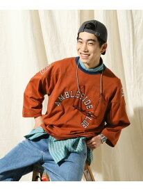 【SALE／50%OFF】レトロプリントフットボールTシャツ niko and ... ニコアンド トップス カットソー・Tシャツ ホワイト ブラウン グリーン【RBA_E】[Rakuten Fashion]