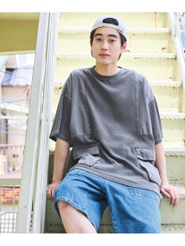【SALE／40%OFF】アウトポケット付き切り替えTシャツ niko and ... ニコアンド トップス カットソー・Tシャツ ピンク カーキグリーン ホワイト グレー【RBA_E】[Rakuten Fashion]