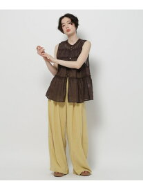 ラミーフリルギャザーベスト niko and ... ニコアンド トップス ベスト・ジレ ブラウン ホワイト ブラック【送料無料】[Rakuten Fashion]
