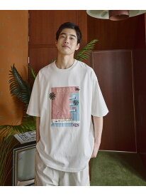 クラフトリゾートプリントTシャツ niko and ... ニコアンド トップス カットソー・Tシャツ ホワイト オレンジ【送料無料】[Rakuten Fashion]